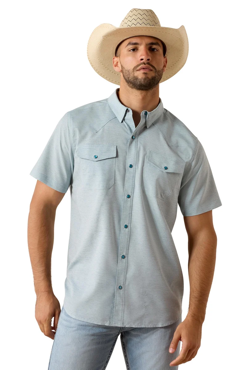 Herren VentTEK Westernhemd in taillierter Passform Blue Heather M