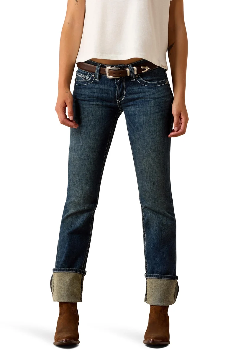 R.E.A.L. Mid Rise Stretch Icon Stackable Damen Jeans mit geradem Bein Ocean 26 Regular