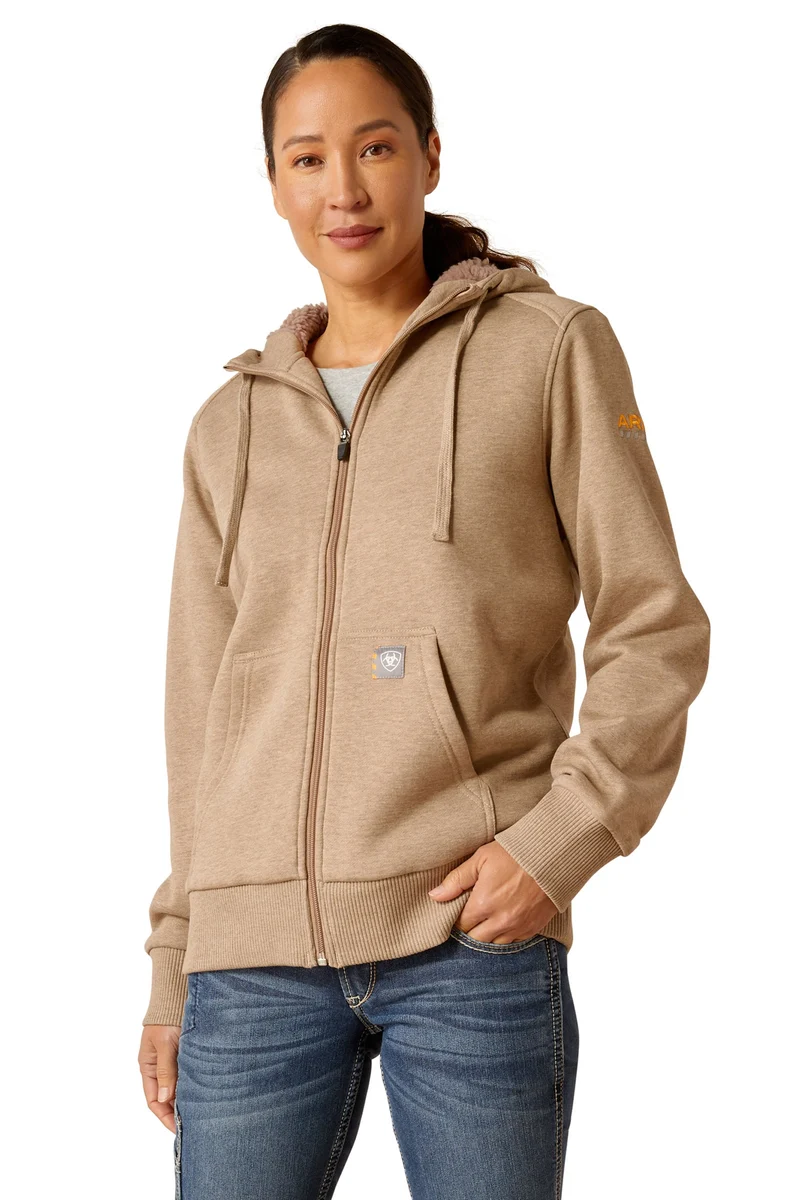 Rebar Damen Allwetter-Sherpa-Hoodie mit Reißverschluss Oatmeal Heather S