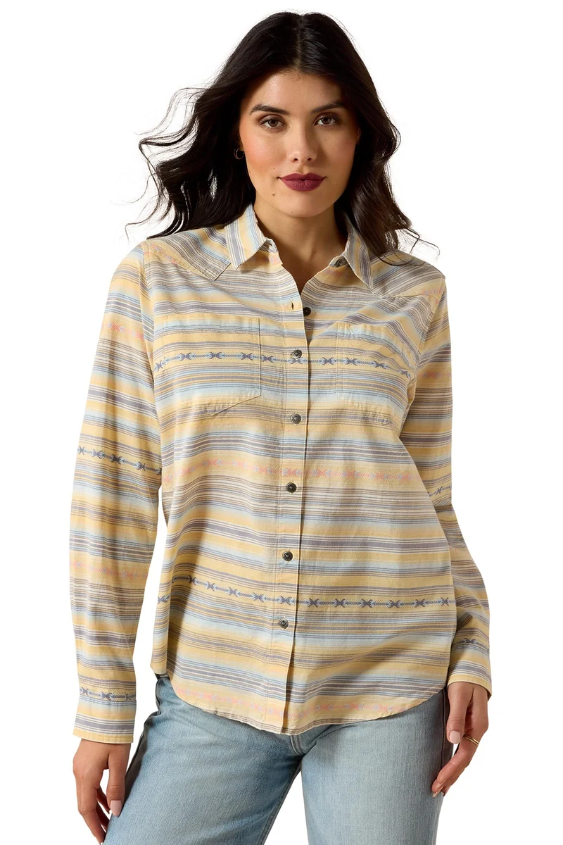 Billie Jean Damen Hemdbluse mit langen Ärmeln Sunrise Serape S