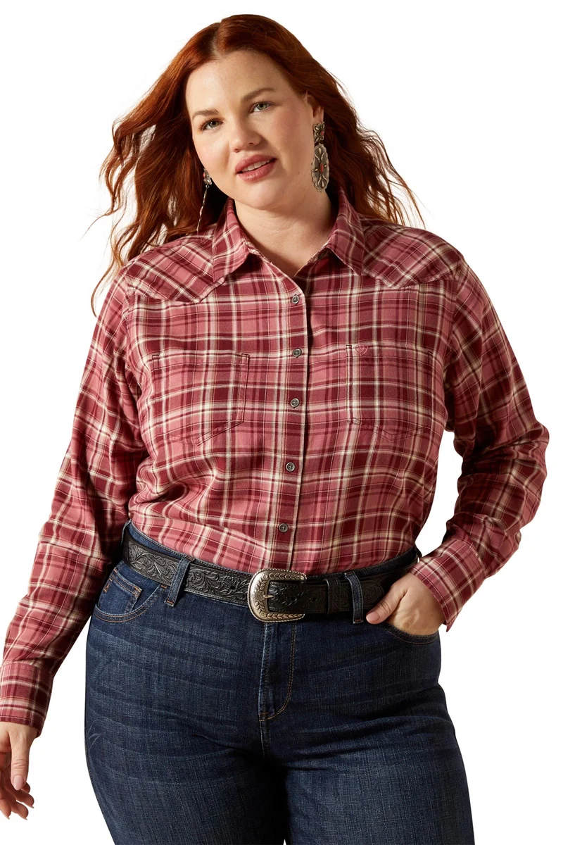 Billie Jean Damen Hemdbluse mit langen Ärmeln Sunkissed Plaid S