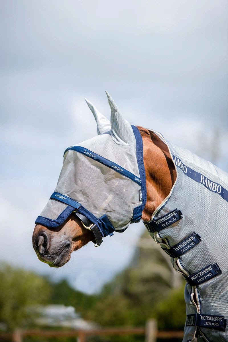 Rambo Fliegenmaske Silver/Dark Blue WB