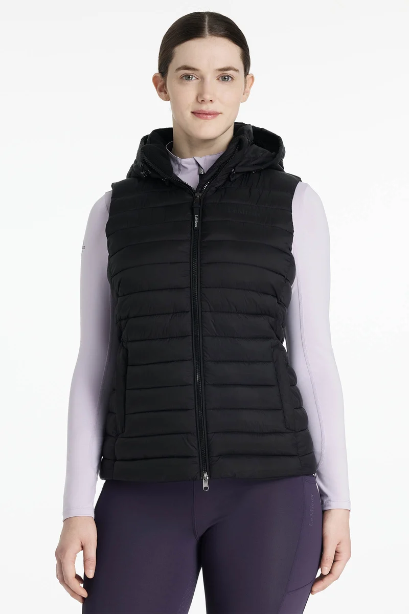 Rose Damen-Steppweste mit Kapuze Black 46