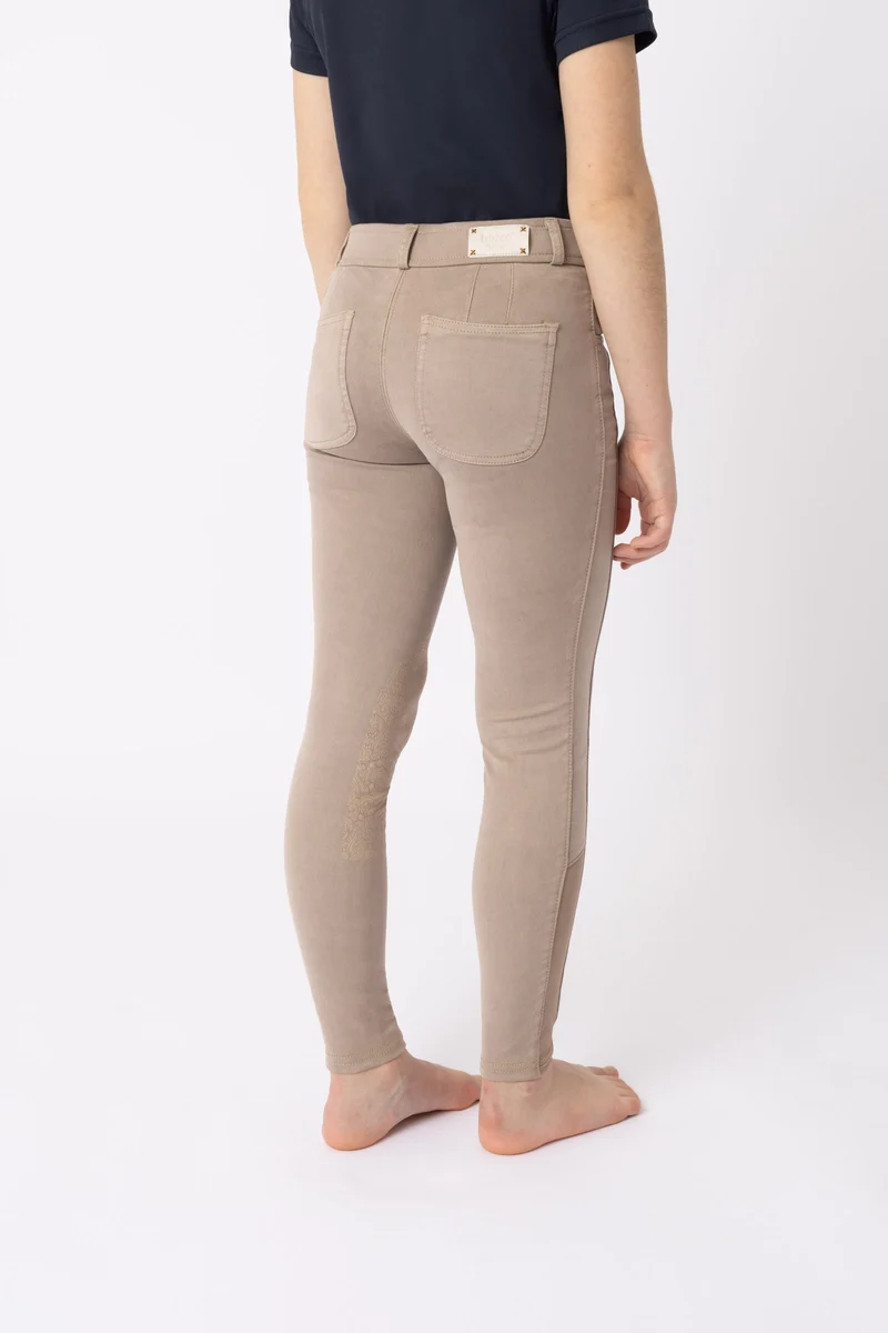 Suki Kinder Kniebesatz Reithosen Warm Taupe 158-164