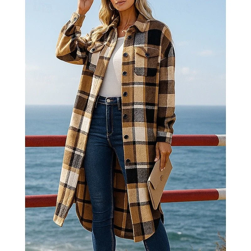Juniper | Soft Checked Longline Trench Coat