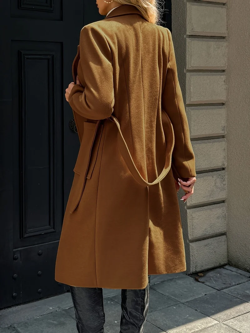 Evelyn | Elegant Belted Long Trench Coat