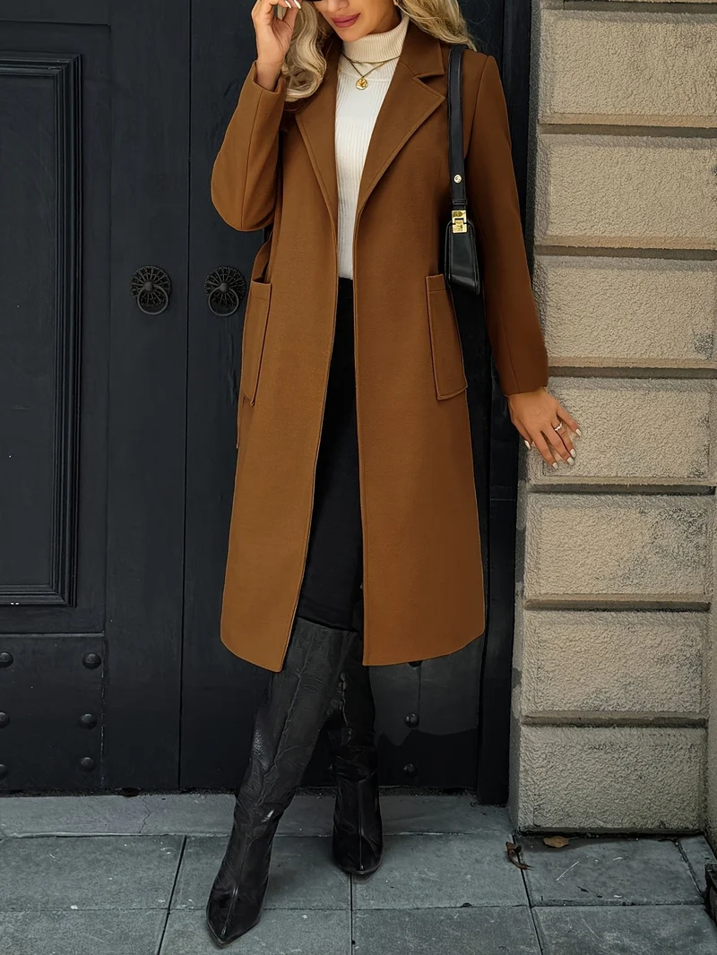 Evelyn | Elegant Belted Long Trench Coat