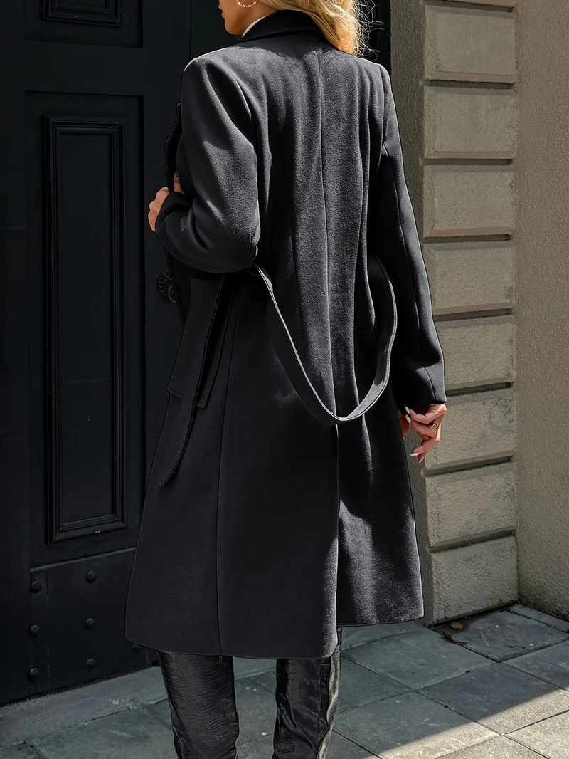 Evelyn | Elegant Belted Long Trench Coat