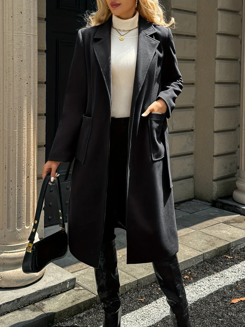 Evelyn | Elegant Belted Long Trench Coat