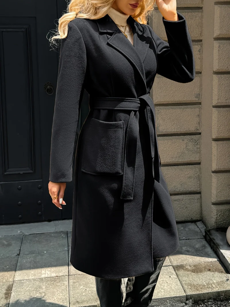 Evelyn | Elegant Belted Long Trench Coat
