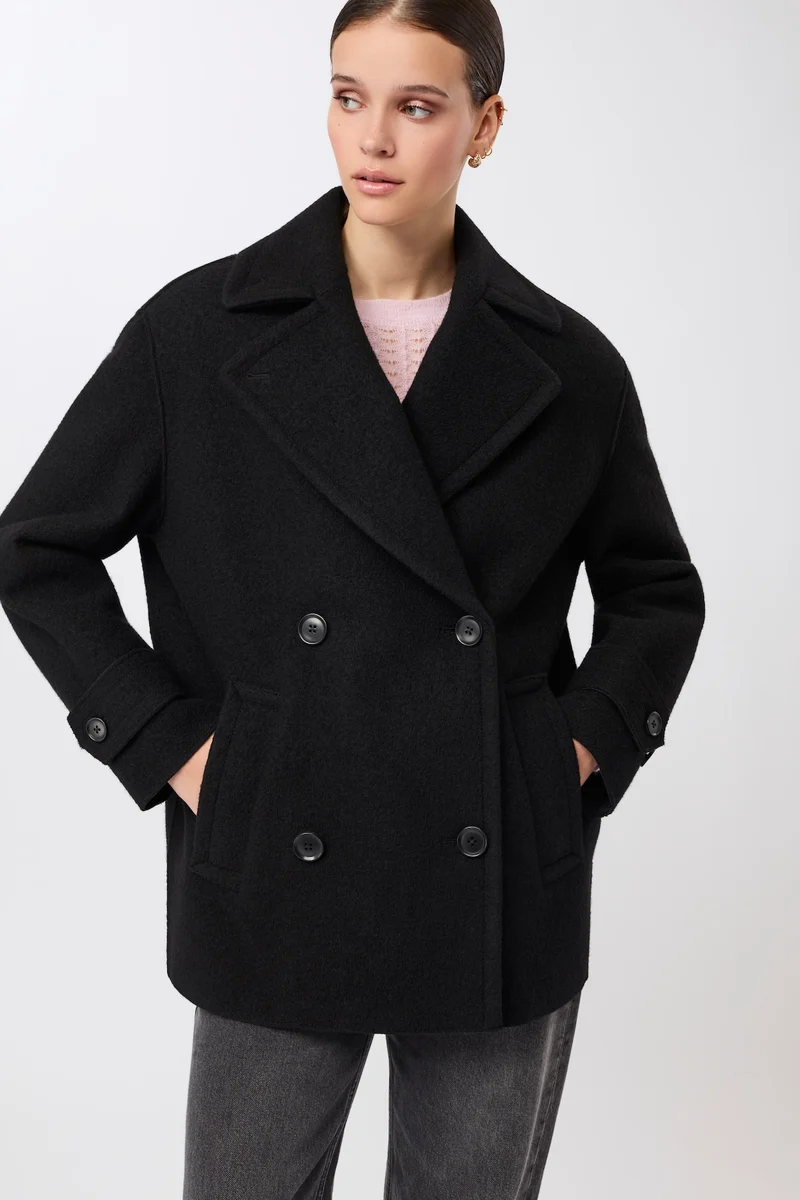 Langer Cabanstyle mit großem Kragen (Black)