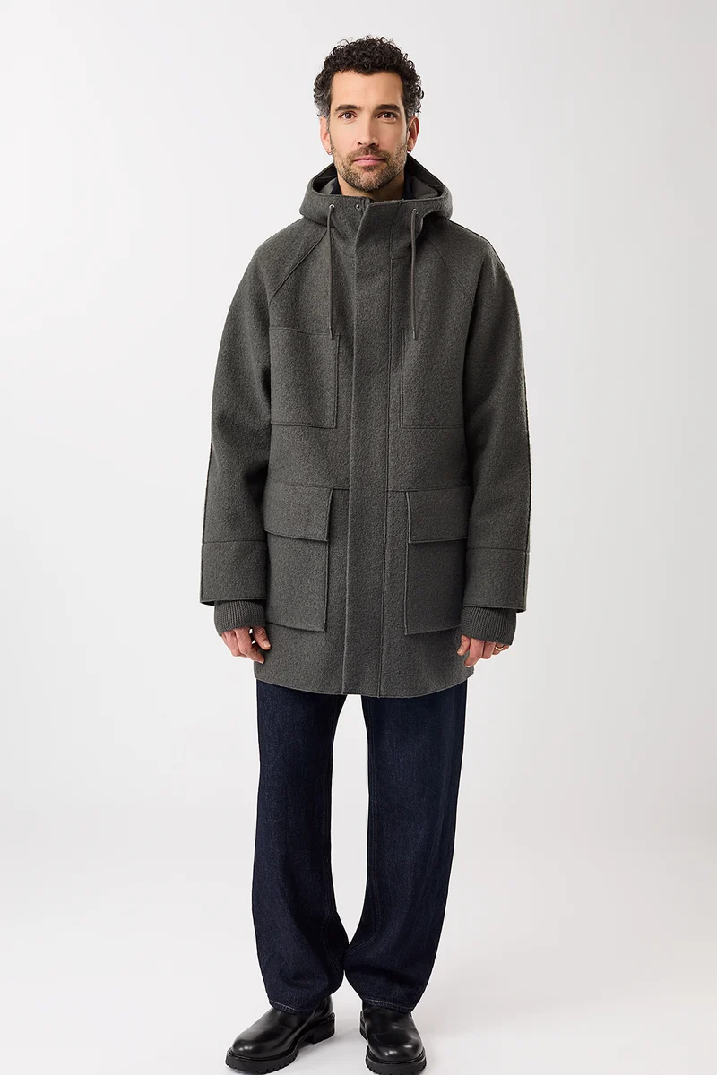 Parka aus Techno Felt mit großen Taschen (Platinum)