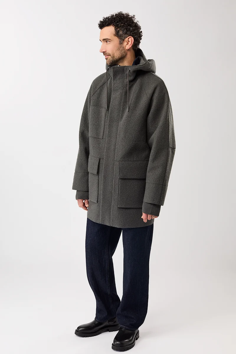 Parka aus Techno Felt mit großen Taschen (Platinum)