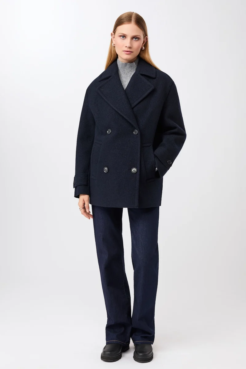 Langer Cabanstyle mit großem Kragen (Navy)