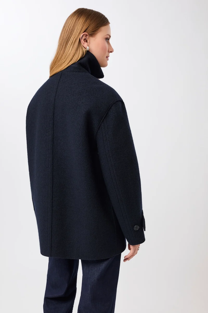 Langer Cabanstyle mit großem Kragen (Navy)