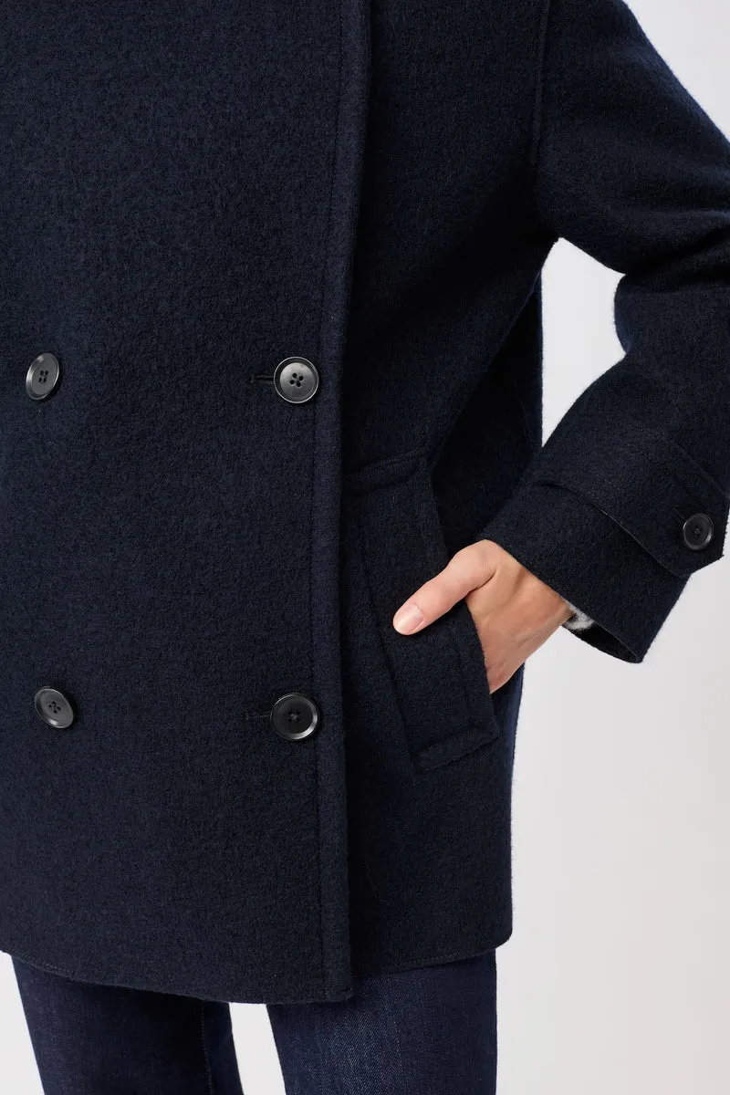 Langer Cabanstyle mit großem Kragen (Navy)