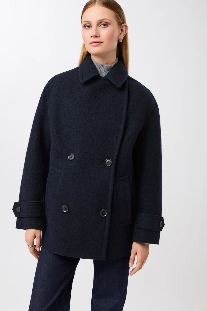 Langer Cabanstyle mit großem Kragen (Navy)