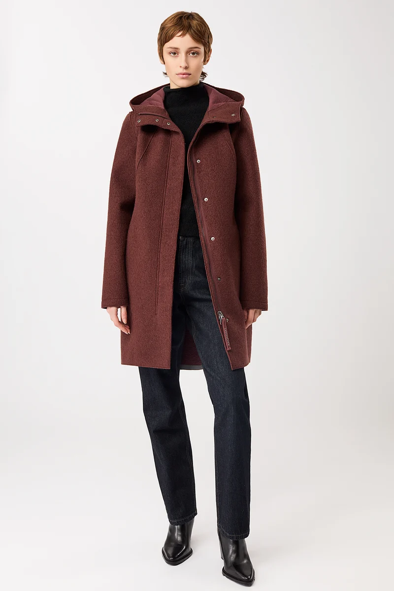 Parka tailliert aus Walk mit Membran (Burgundy)