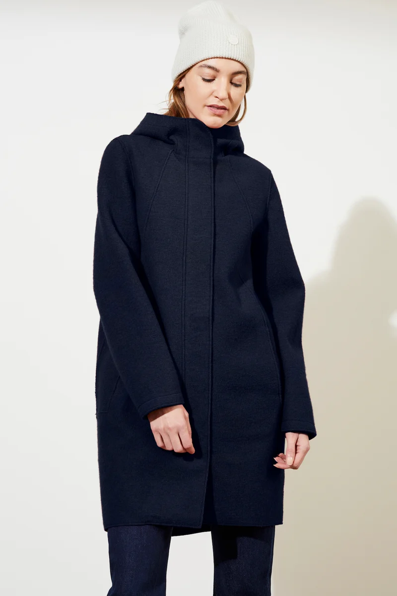 Parka tailliert aus Walk mit Membran (Navy)