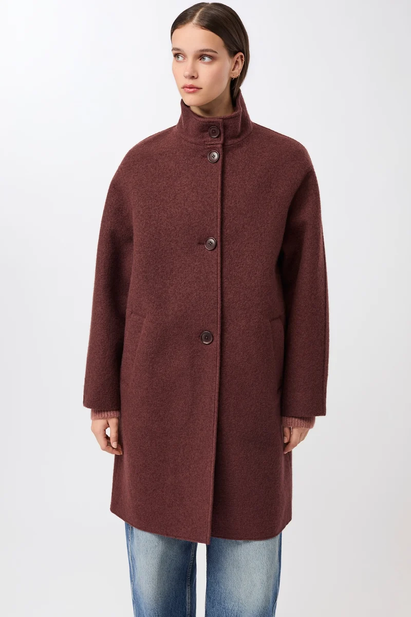 Kurzer Mantel aus Walk mit Membran (Burgundy)