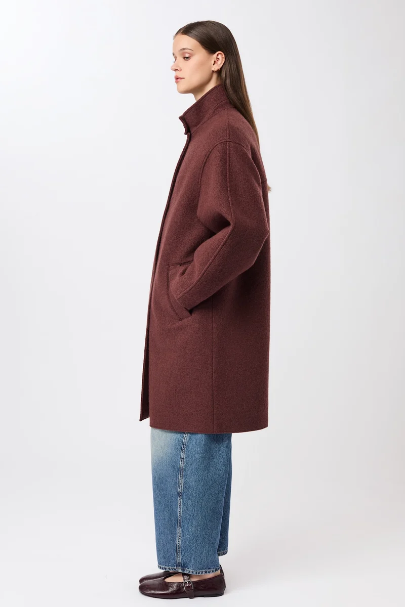Kurzer Mantel aus Walk mit Membran (Burgundy)