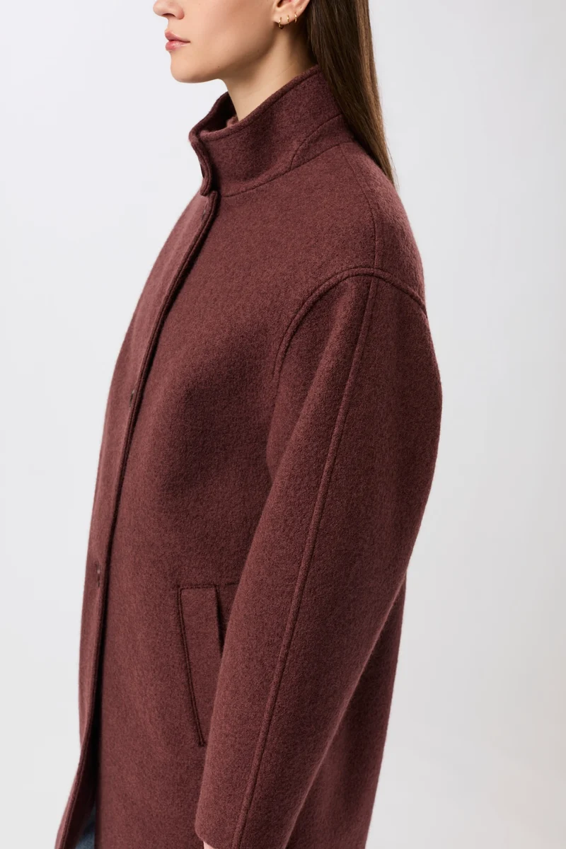 Kurzer Mantel aus Walk mit Membran (Burgundy)