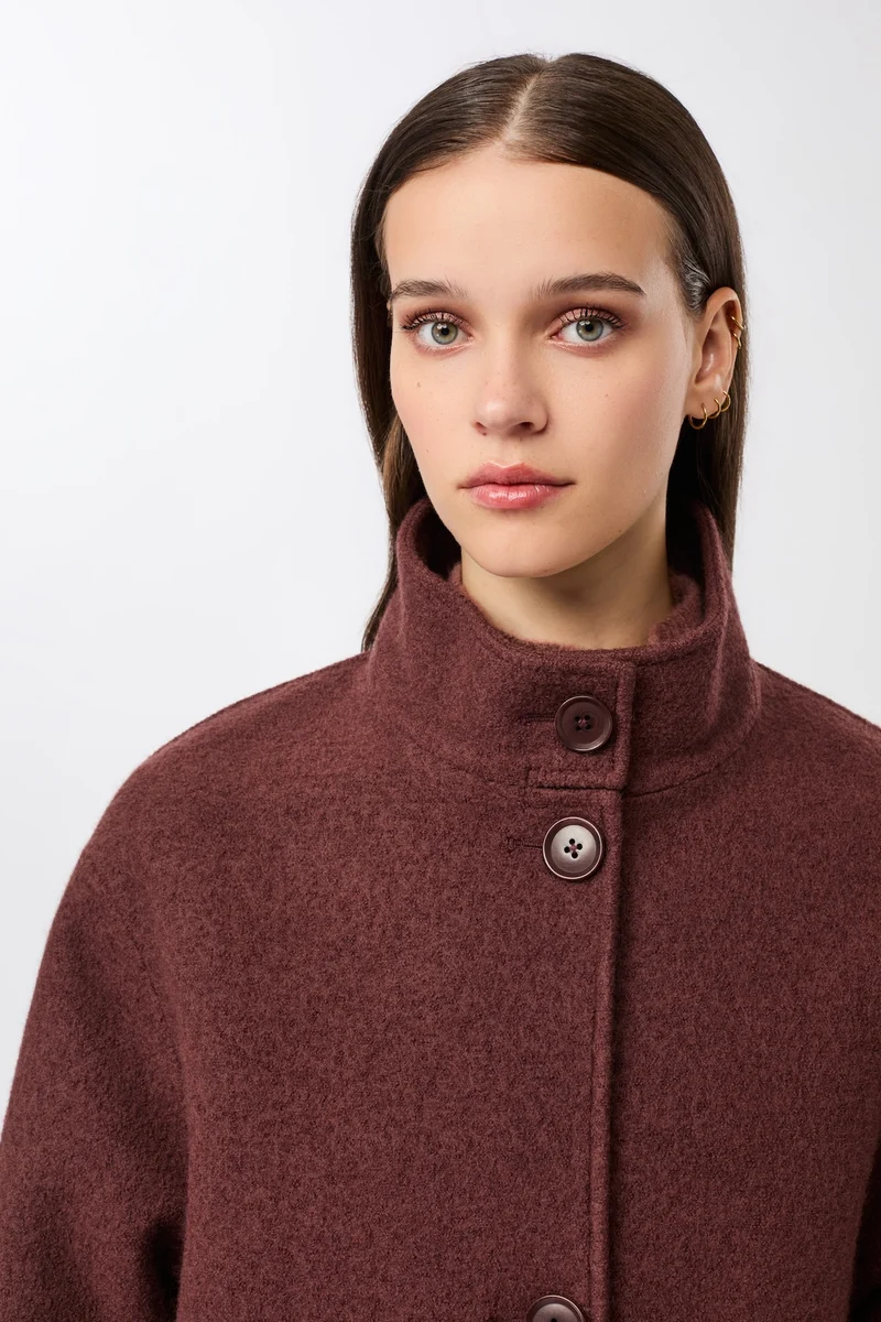 Kurzer Mantel aus Walk mit Membran (Burgundy)