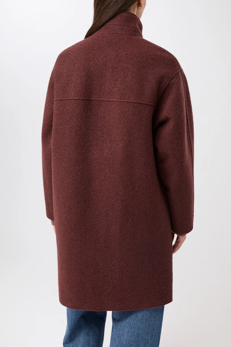 Kurzer Mantel aus Walk mit Membran (Burgundy)