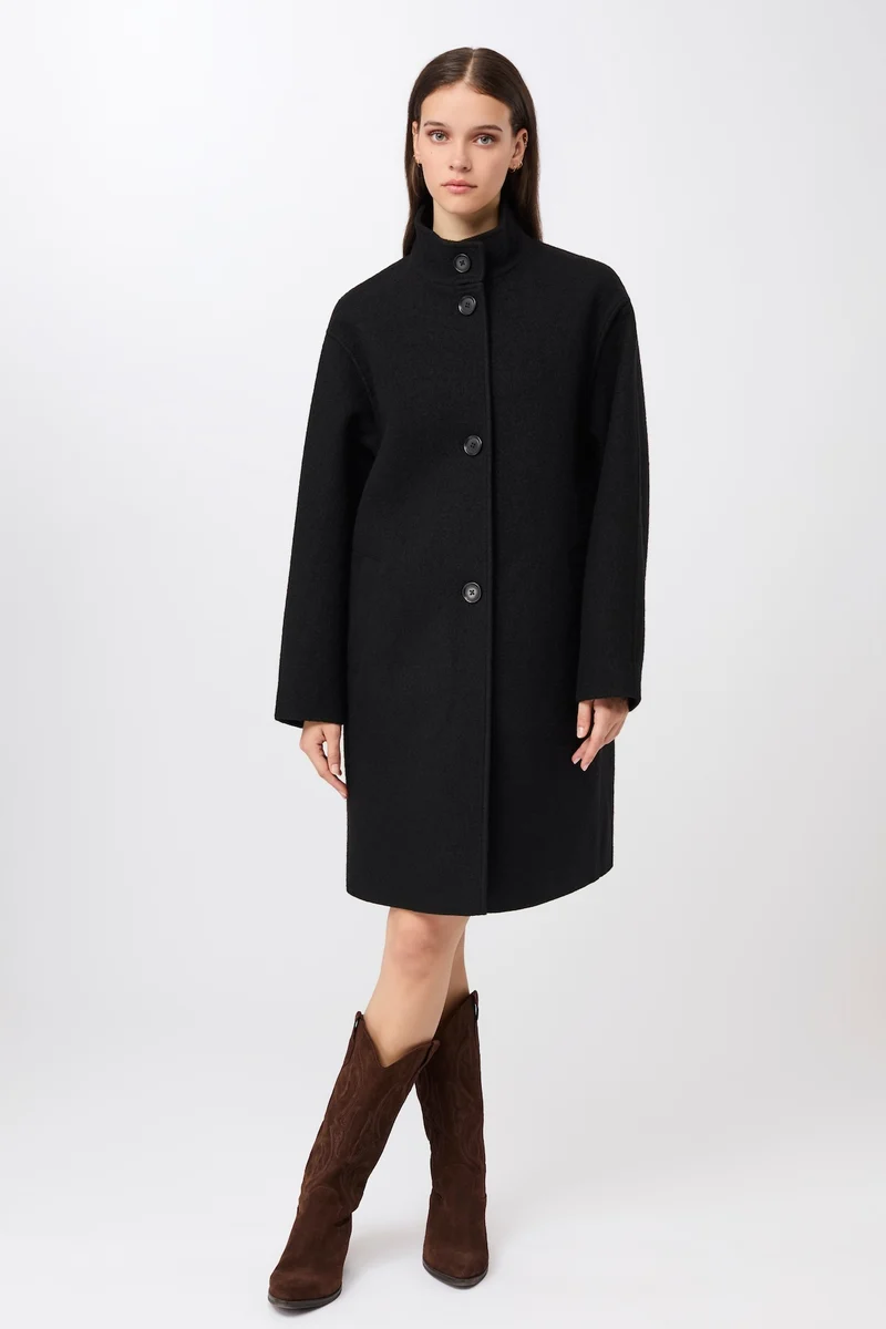 Kurzer Mantel aus Walk mit Membran (Black)