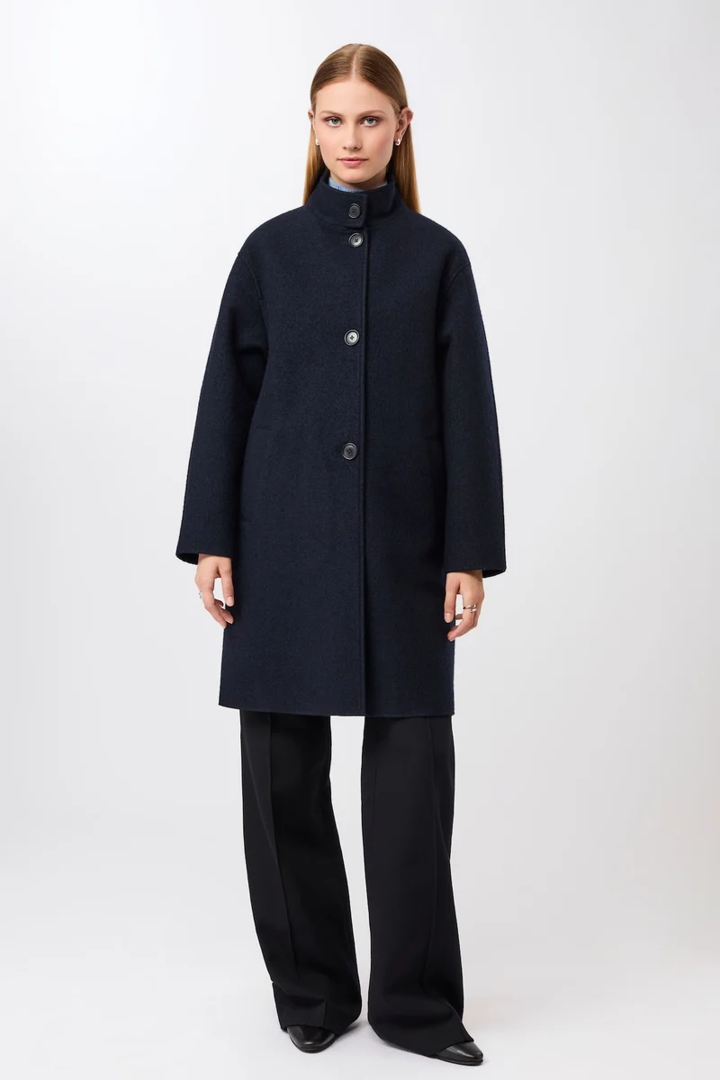 Kurzer Mantel aus Walk mit Membran (Navy)