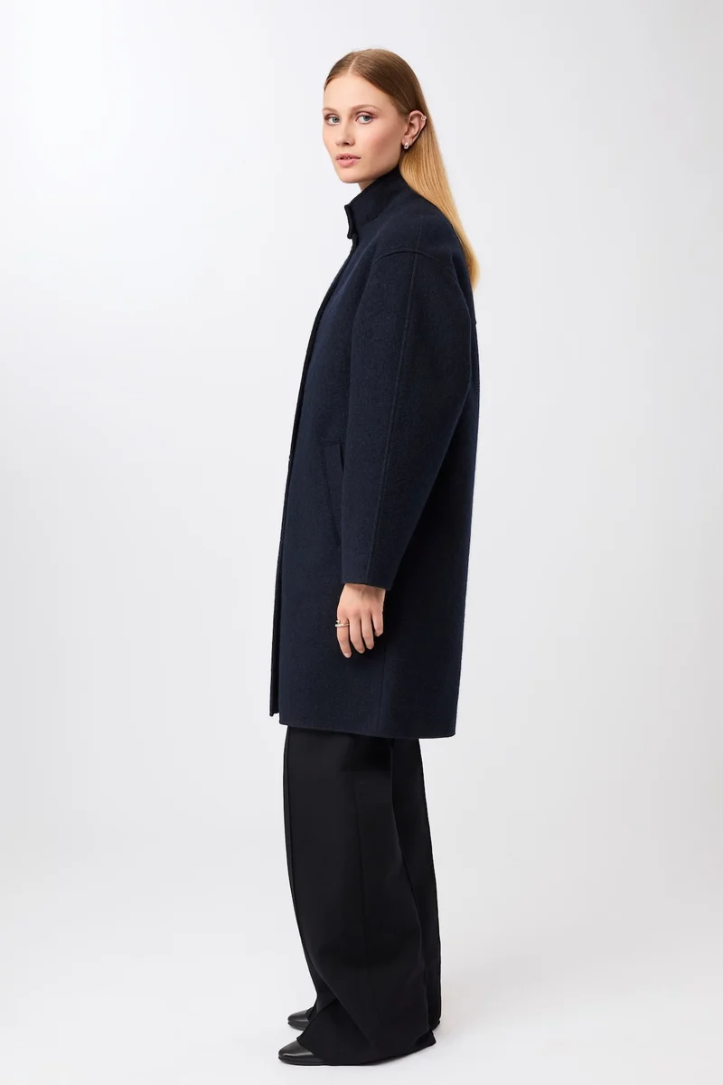 Kurzer Mantel aus Walk mit Membran (Navy)