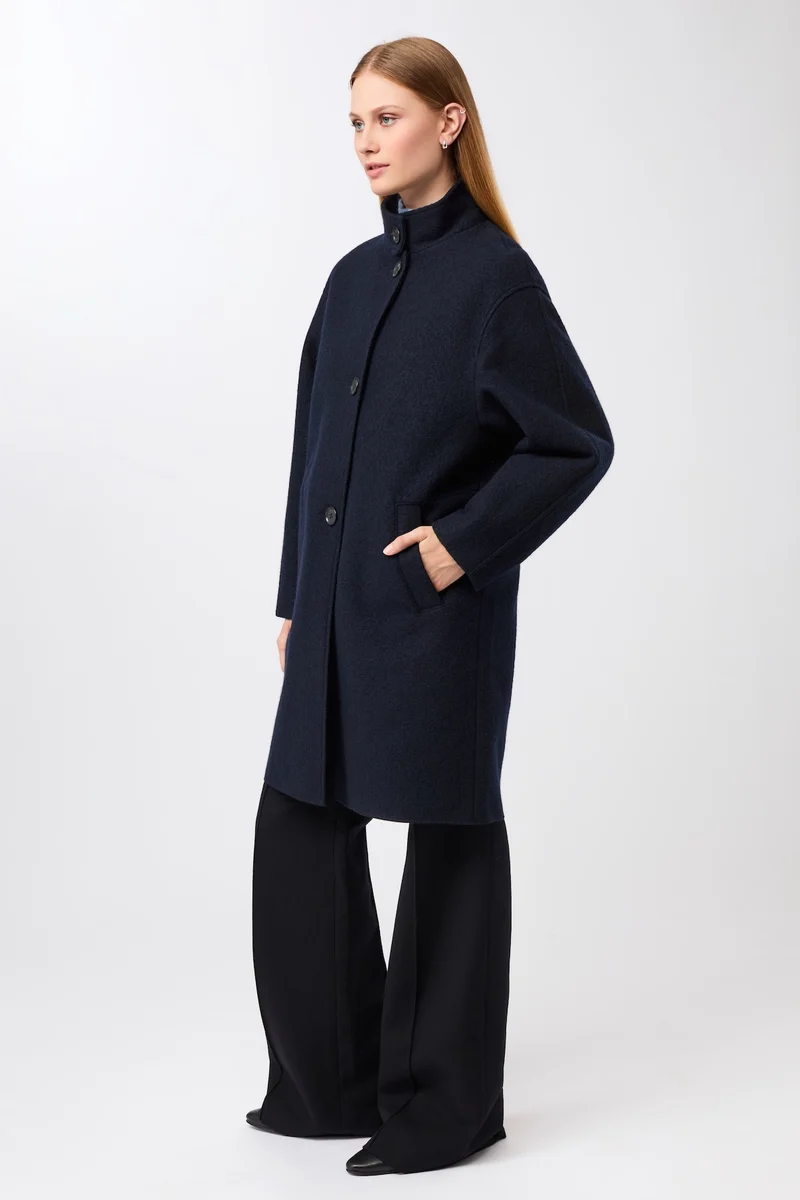 Kurzer Mantel aus Walk mit Membran (Navy)