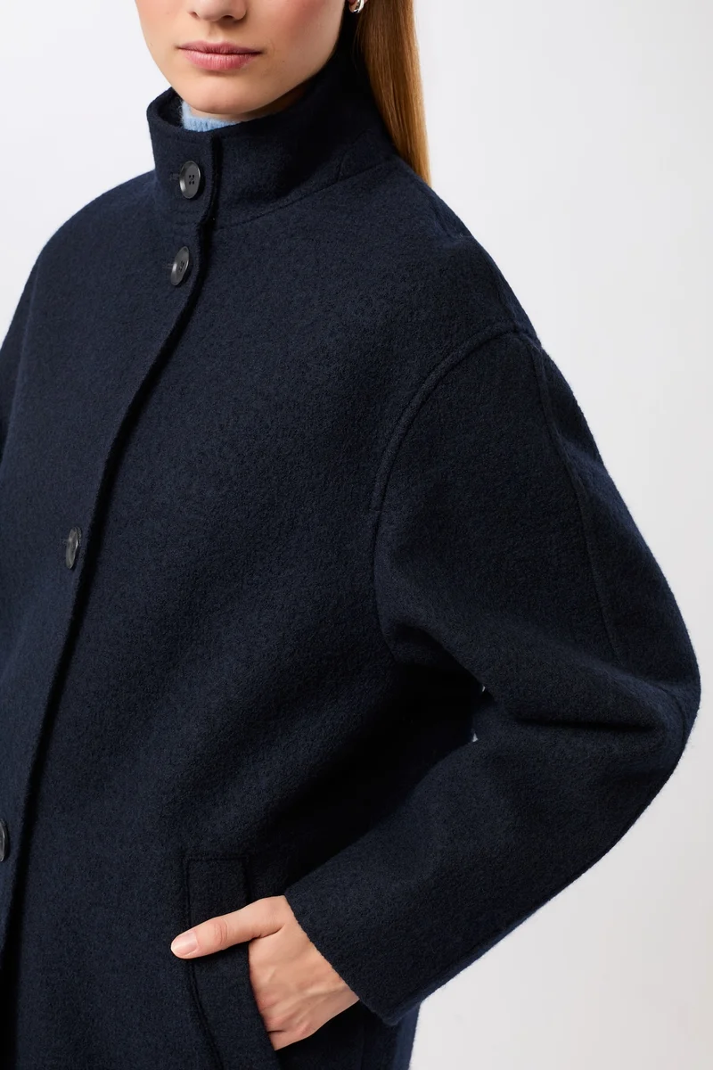 Kurzer Mantel aus Walk mit Membran (Navy)