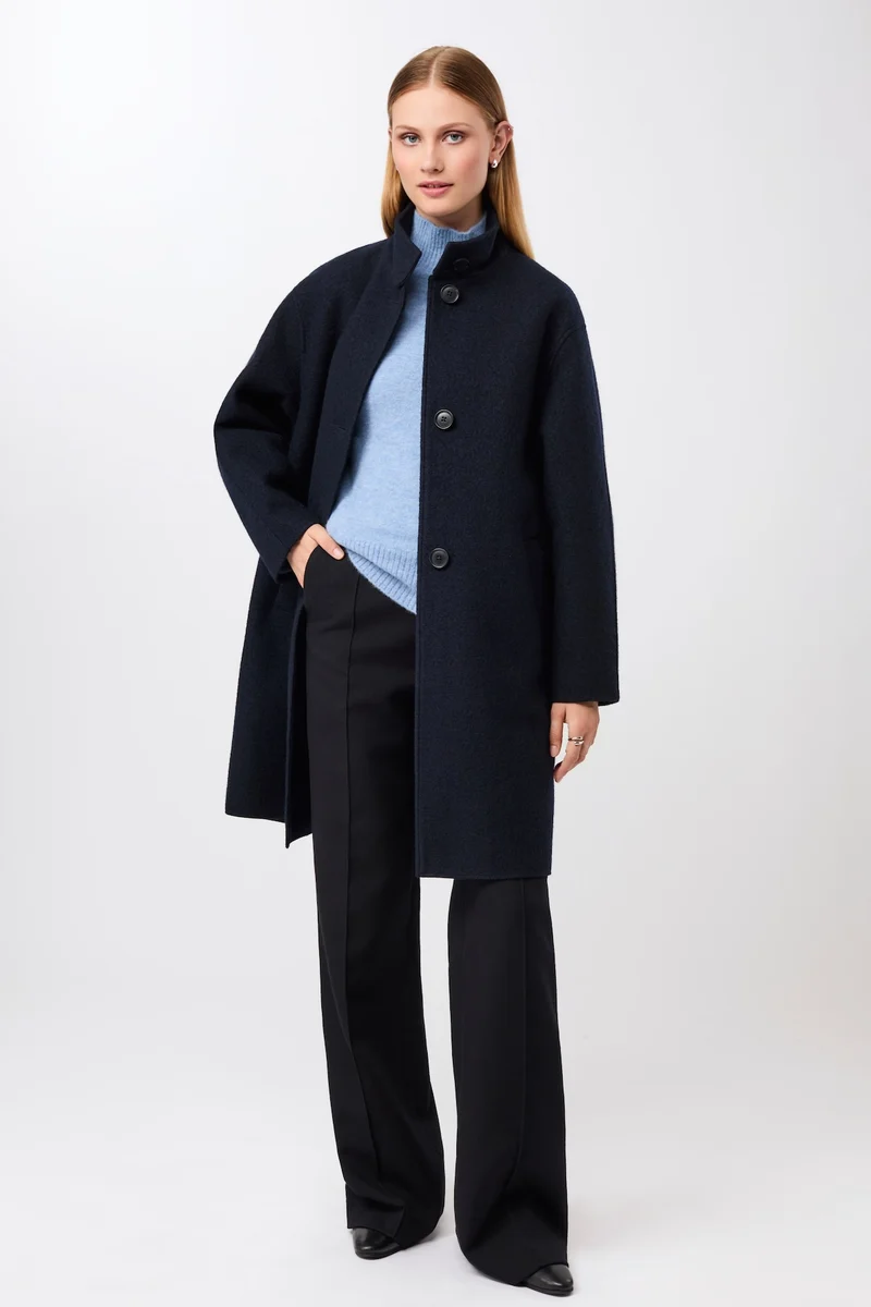 Kurzer Mantel aus Walk mit Membran (Navy)