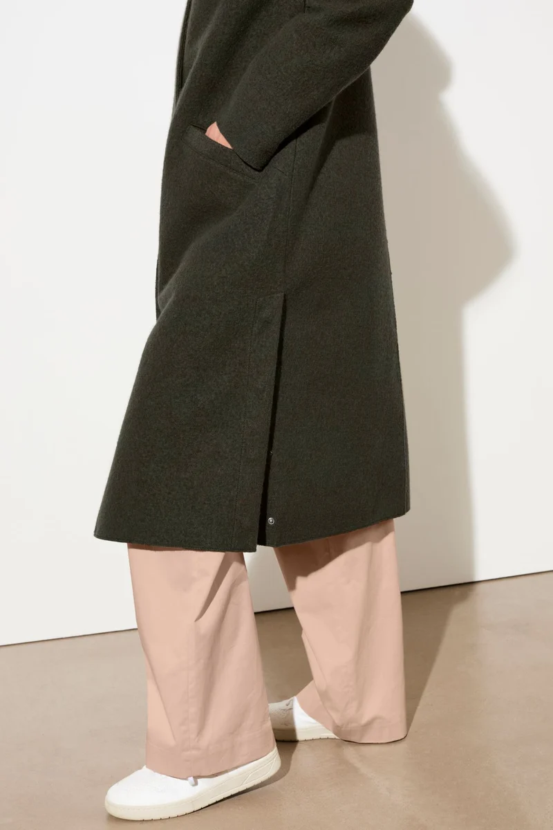 Kapuzenmantel aus Walk mit Membran (Dark Olive)