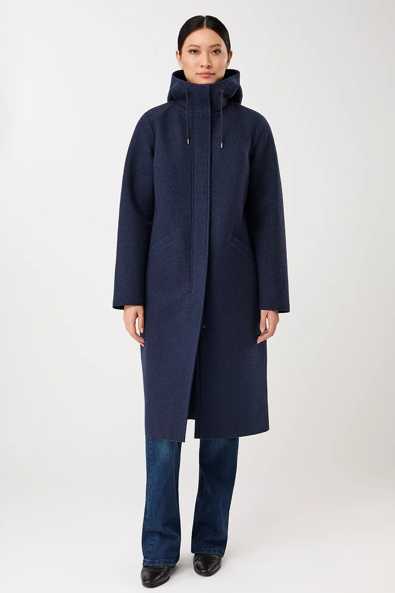 Kapuzenmantel aus Walk mit Membran (Steel Blue)