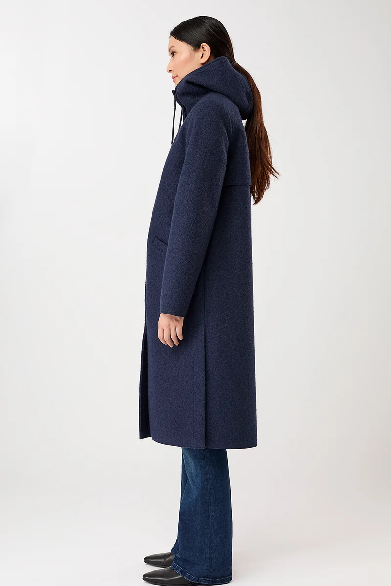Kapuzenmantel aus Walk mit Membran (Steel Blue)