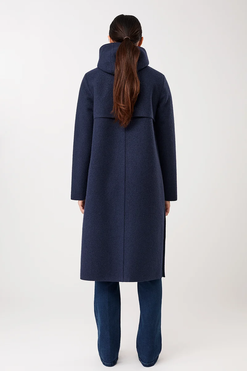 Kapuzenmantel aus Walk mit Membran (Steel Blue)