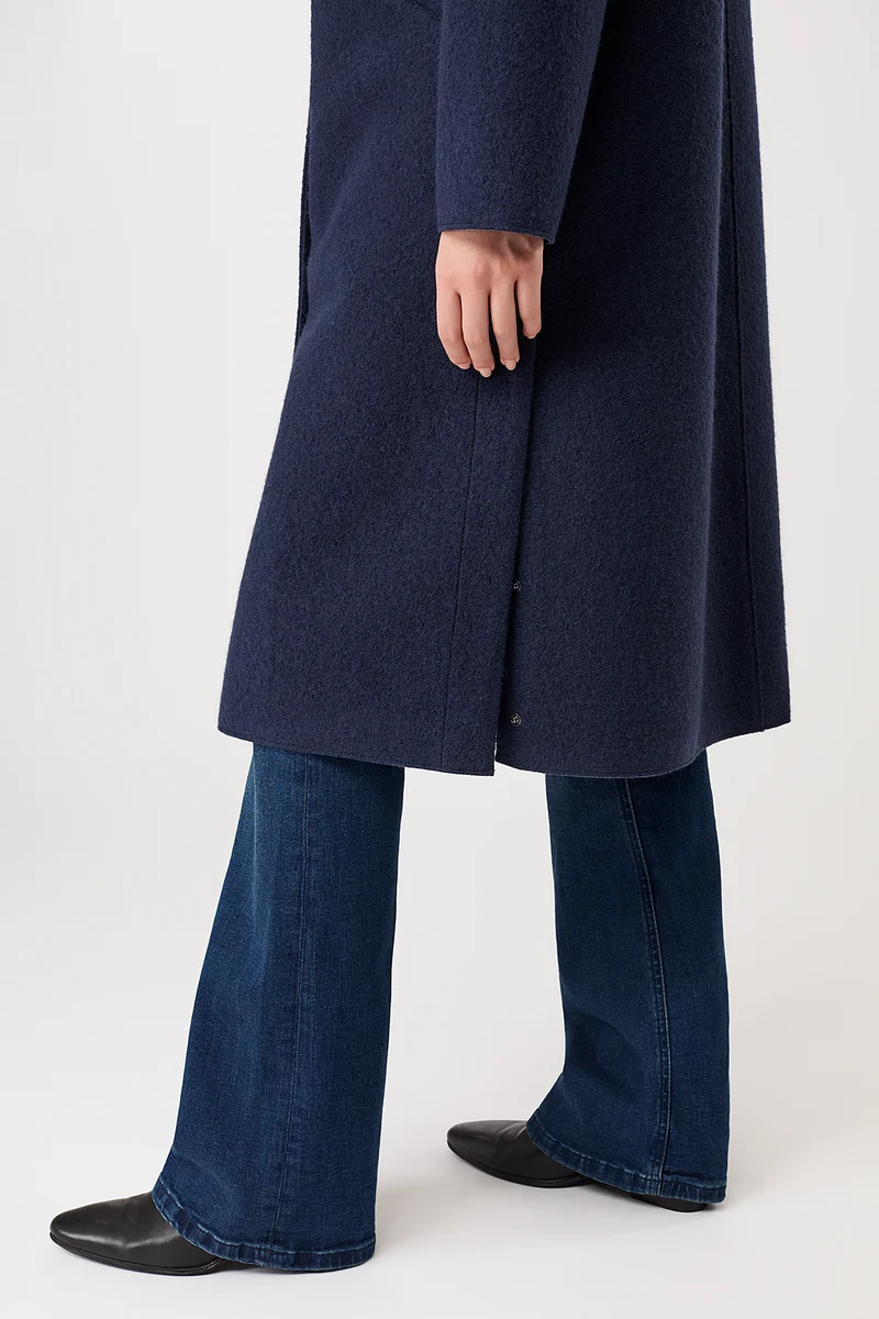Kapuzenmantel aus Walk mit Membran (Steel Blue)