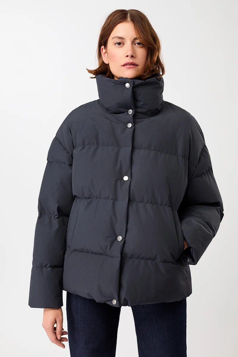 Gesteppte Jacke aus Eco Daune mit Stehkragen (Navy)