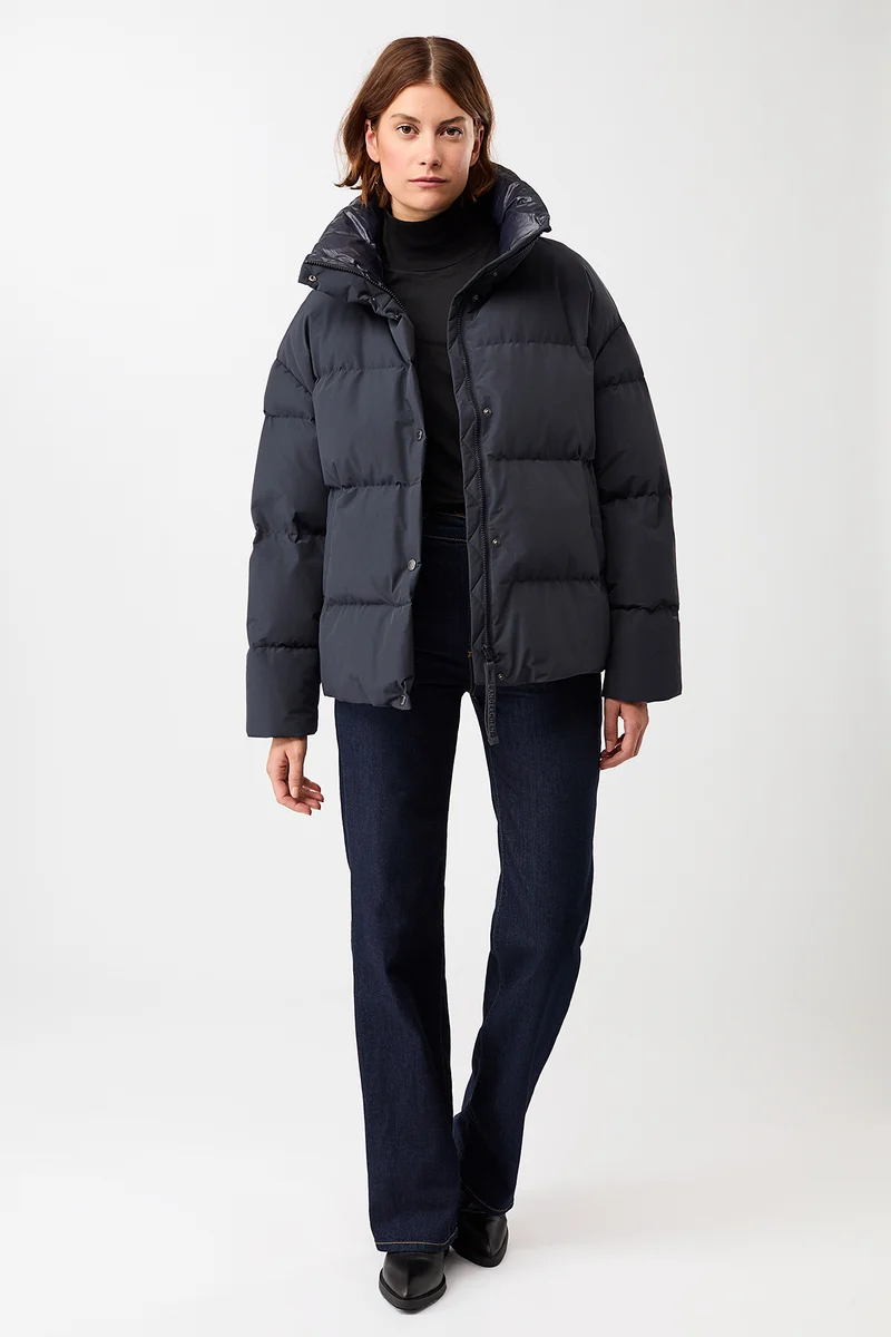 Gesteppte Jacke aus Eco Daune mit Stehkragen (Navy)