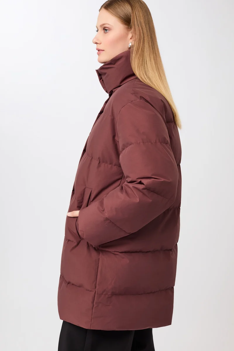 Jacke mit Stehkragen aus Eco Daune (Burgundy)