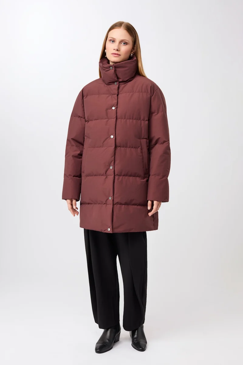 Jacke mit Stehkragen aus Eco Daune (Burgundy)