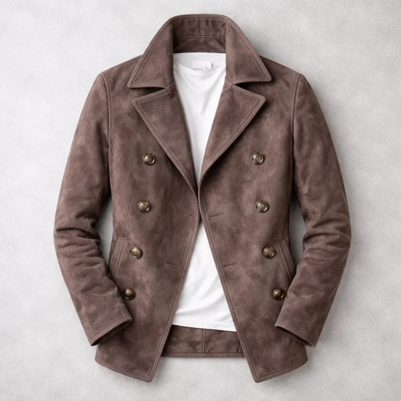 Sebastian | Premium and Sophisticated Double-Breasted Suede Trench Coat