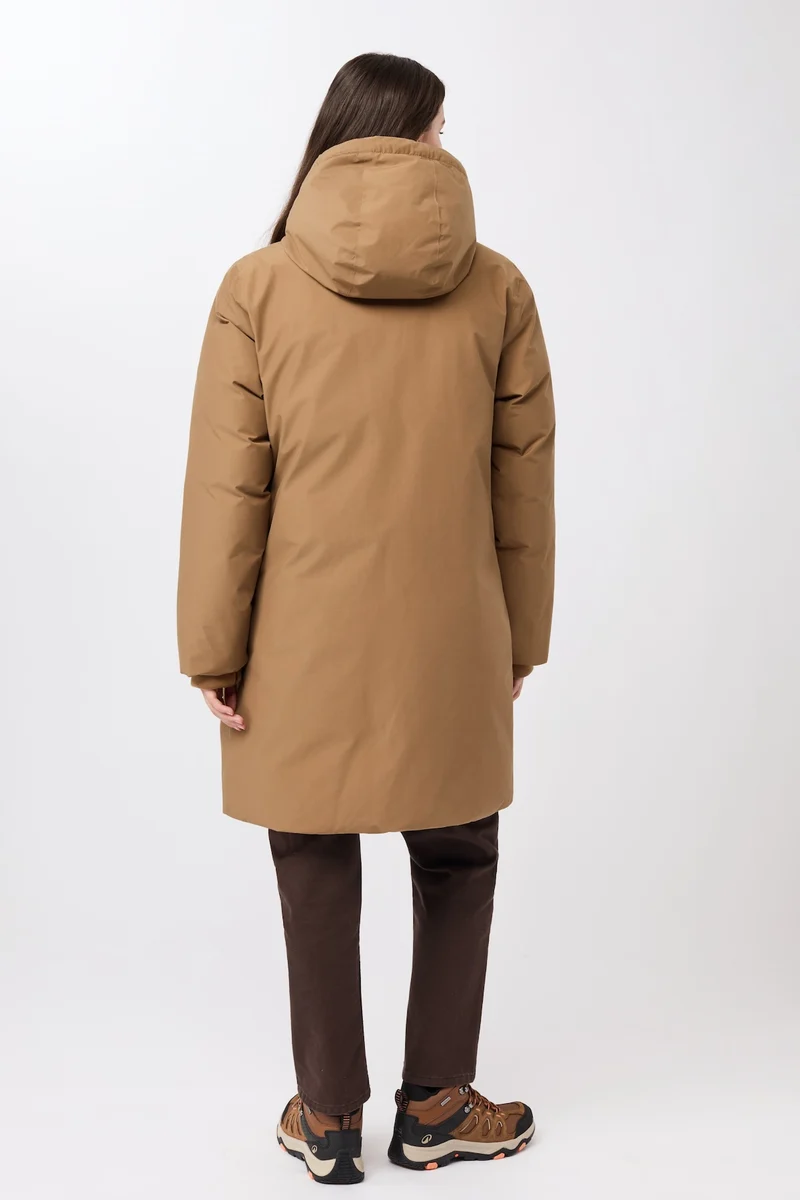Lange Jacke mit Kapuze und Eco Daune (Oak)