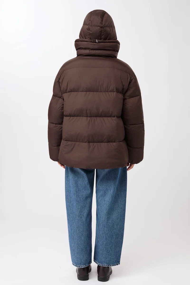 Steppjacke mit Kragen und abnehmbarer Kapuze (Coffee)
