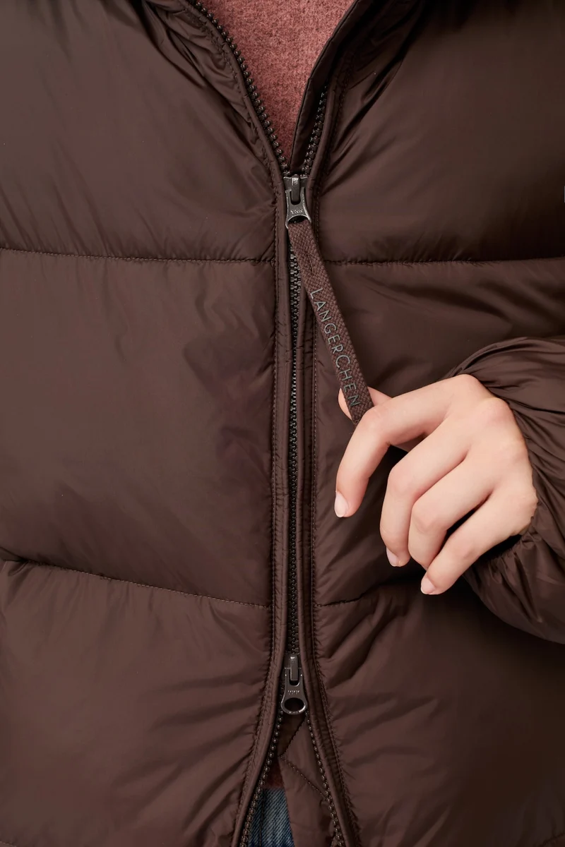 Steppjacke mit Kragen und abnehmbarer Kapuze (Coffee)