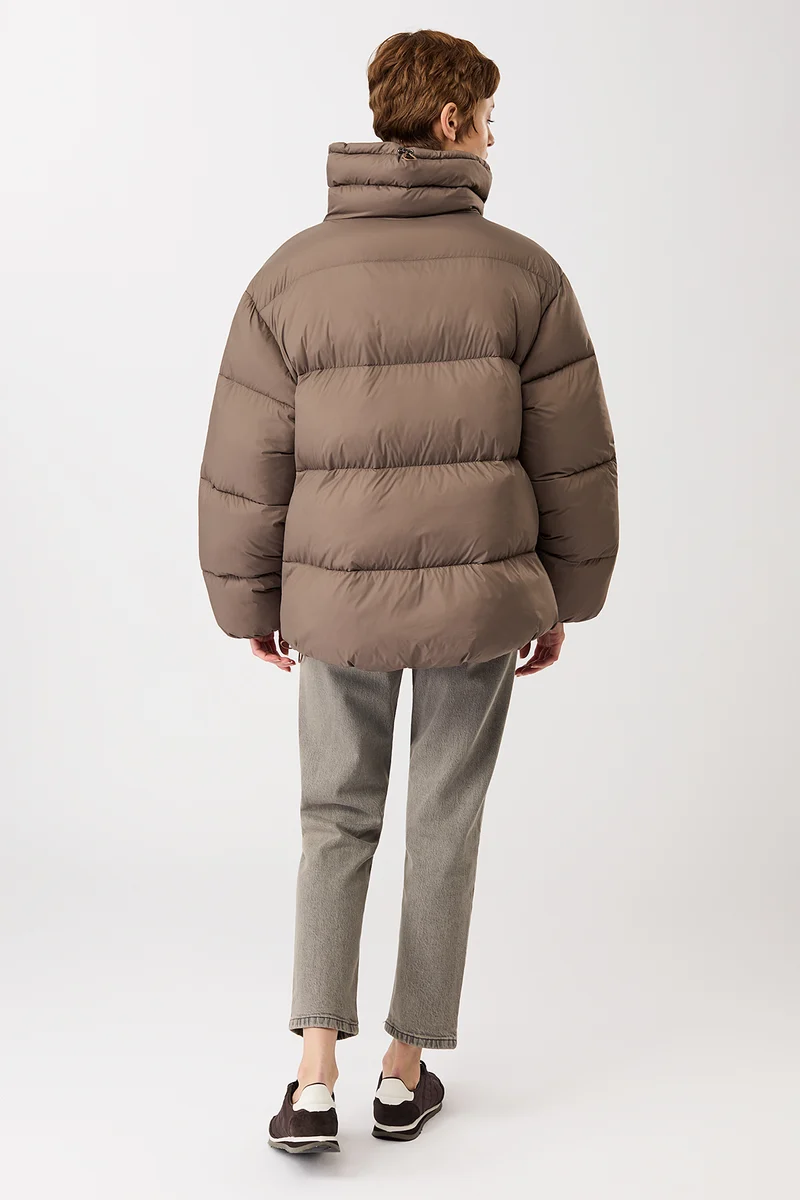 Steppjacke mit Kragen und abnehmbarer Kapuze (Concrete)