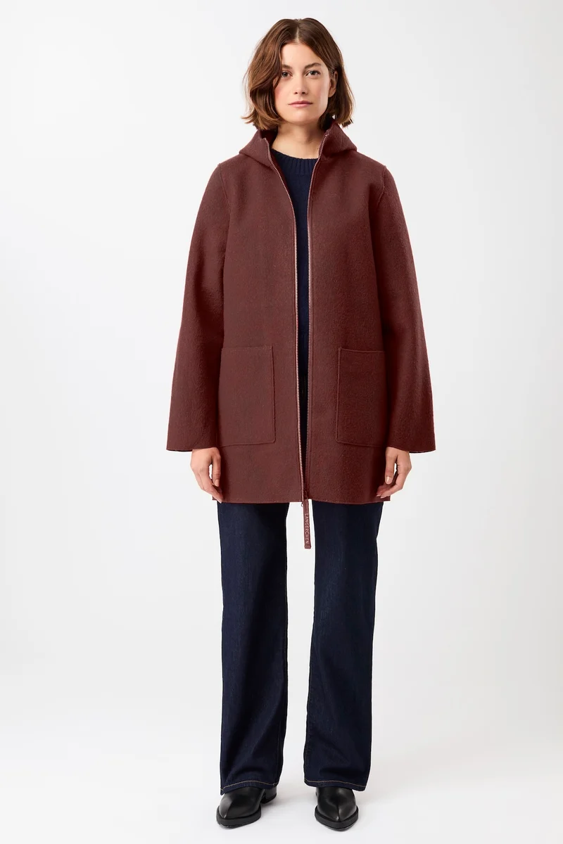 Kapuzenjacke aus Walk mit Membran (Burgundy)