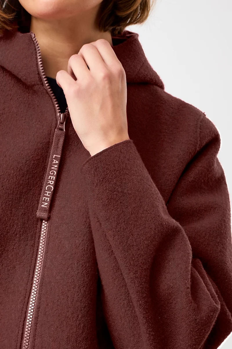 Kapuzenjacke aus Walk mit Membran (Burgundy)
